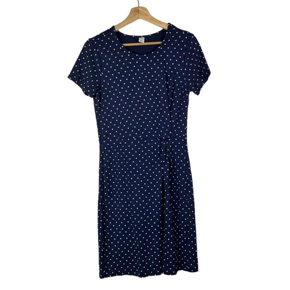 Old Navy Blue & White Polka Dot Cinched Short Sleeve Knee Length Dress S - Picture 1 of 5